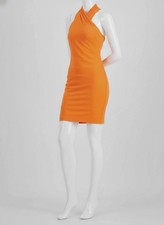 Rachel Rachel Roy Women's Orange Sleeveless Scuba Halter Harland Dress Size S