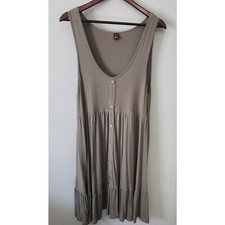 Shein olive green stretchy tiered button down sleeveless dress size XXL