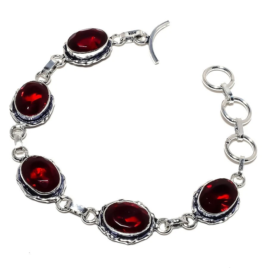 VALENTINO Bracciale in argento sterling 925 con pietre preziose granato 7 8" b673