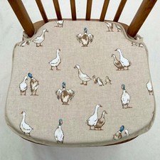 COUNTRY DUCKS SMALL SPINDLE BACK SHAPED CHAIR SEAT PADS (For Seats 14? x 13?)