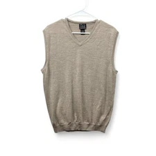 Jos A Bank 90s Preppy Merino Wool Sweater Vest Men Large Academia Old Money