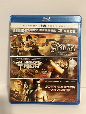 Legendary Heroes 3 Pack: Sinbad, Thor, John Carter Of Mars  (Blu-Ray, 2012)