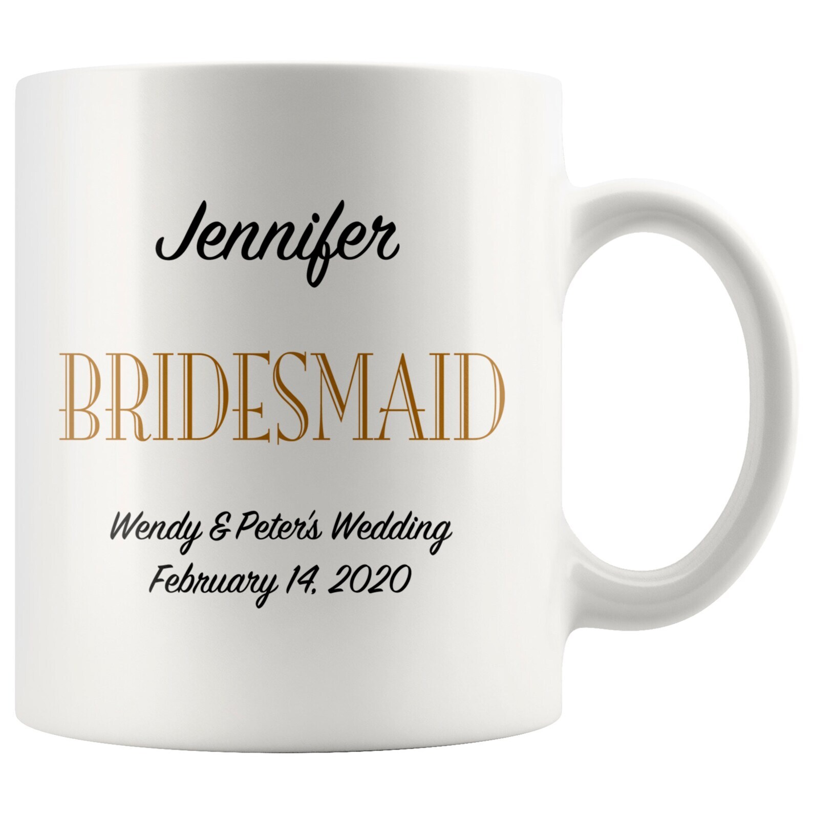 Bridesmaid Coffee Mug Personalized Wedding Gift White Ceramic Coffee Tea Hot