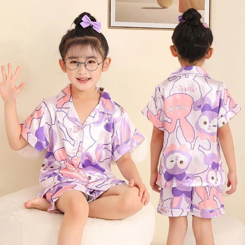 My Melody Kuromi Cinnamoroll Summer Ice Silk Pajamas Thin Homewear set kids - Picture 11 of 36
