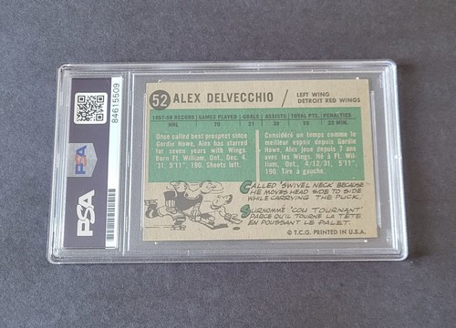 Alex Delvecchio signed Red Wings 1958-59 Topps Hockey Card Psa Authenticated - Picture 2 of 2