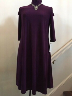 Clara SUN WOO SIZE XS Purple COLD SHOULDER STRETCH SHORT DRESS POLYESTER BLEND