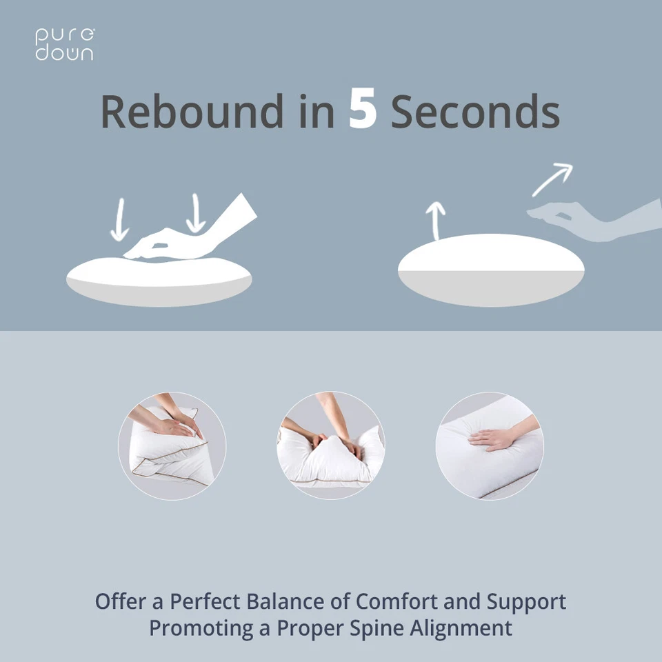 MADE IN USA Bed Pillows 15% Goose Down Feather Pillow Set of 2, Cotton Cover - Image 4 of 4