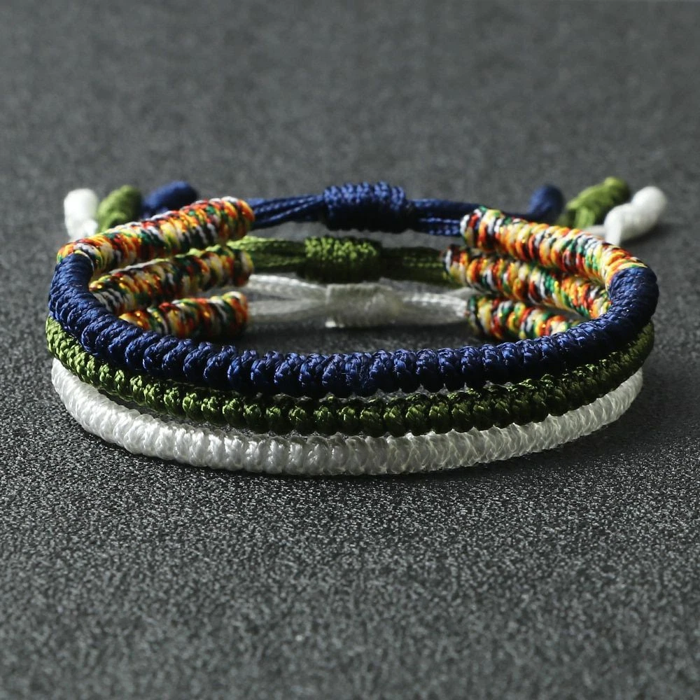 3pcs Tibetan Lucky Braided Bracelets Multi Color Charm Knots Bracelet Women Fash