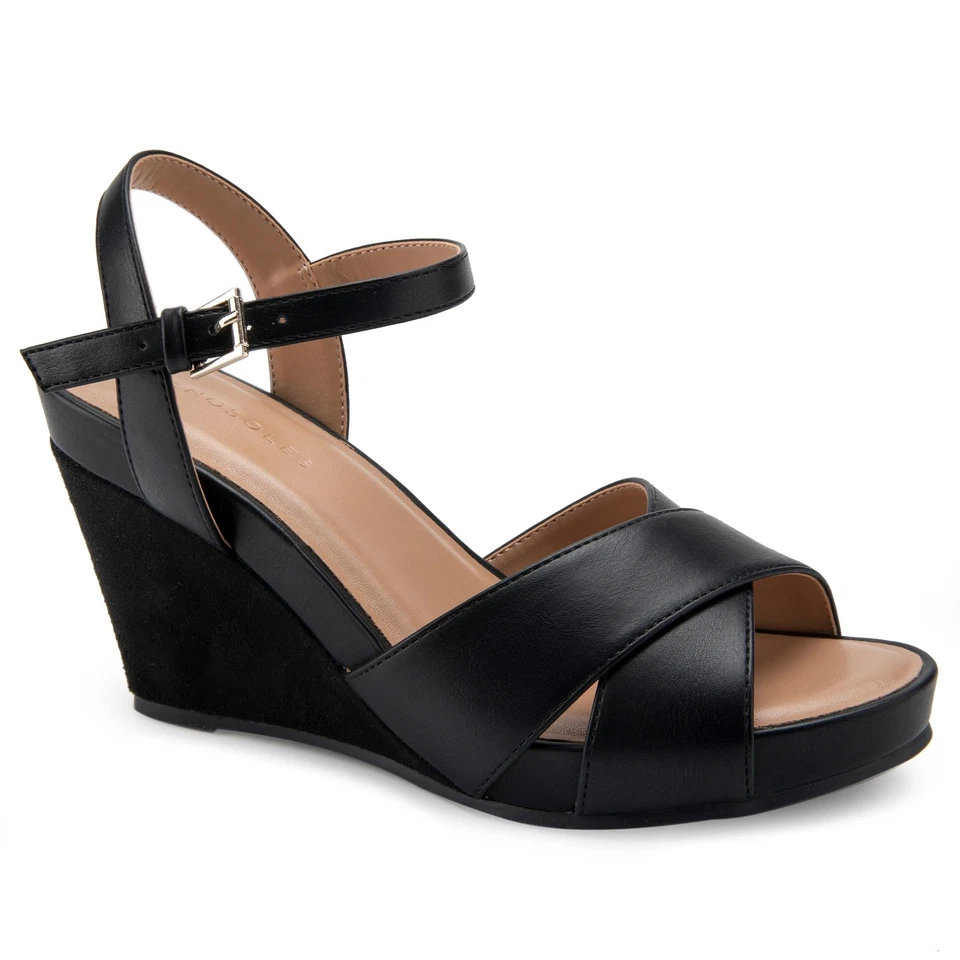 Aerosoles Women's Pastel Wedge Sandal Black Combo, 9.5 Wide - Image 2 of 4