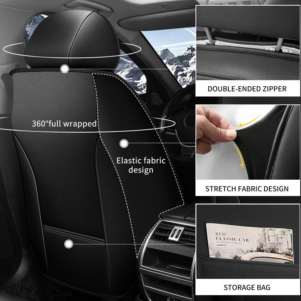 Faux Leather Car Seat Covers Front + Rear Full Set For Jeep Liberty 2006-2012 Foto 4 de 4