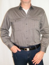 Giorgio men's long sleeve shirt-steel gray with pockets-size M 39/40
