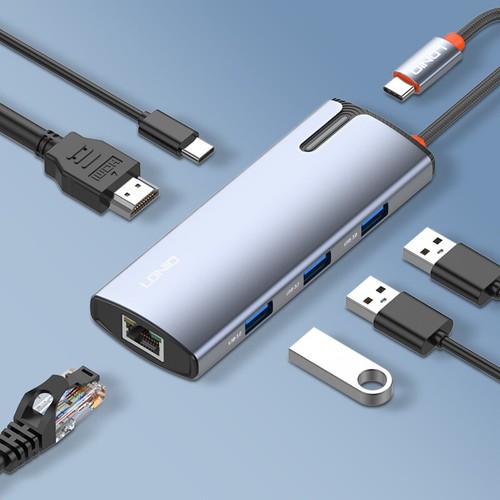 6-in-1 Type-C Docking Station: PD100W, HDMI, USB3.0, RJ45 Ports - Picture 3 of 6