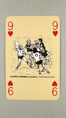 1 x Spielkarte 1976 Olympia Handball Frauen 9 der Herzen T5