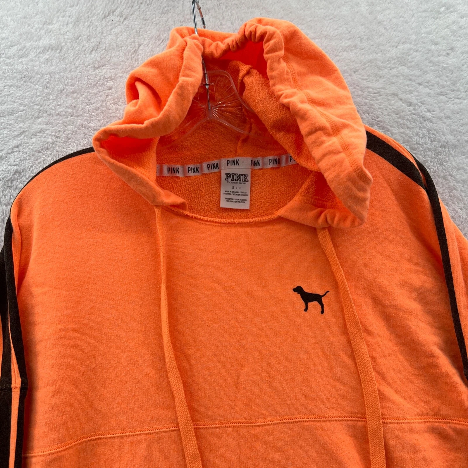 UNDERCOVER Felpa con cappuccio Victoria's Secret donna piccola pullover arancione manica lunga logo top