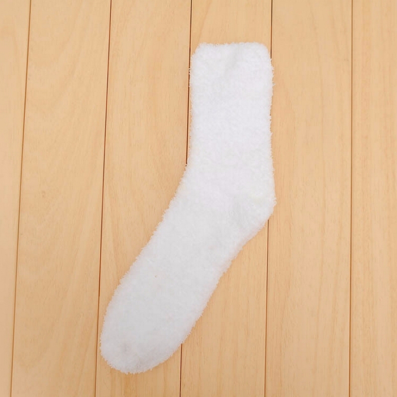 Mens Solid Color Cashmere Socks Fluffy Socks Thermal Cosy Sock Slipper