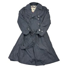 Burberry London Nylon Trench Coat Double Breasted Black Womens Uk10 Usa 8