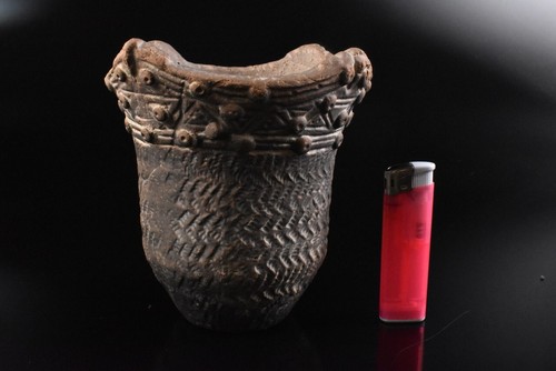 F9676: XF Japanese Pottery Youhen pattern Pottery FLOWER VASE Buddhist art - Picture 8 of 8
