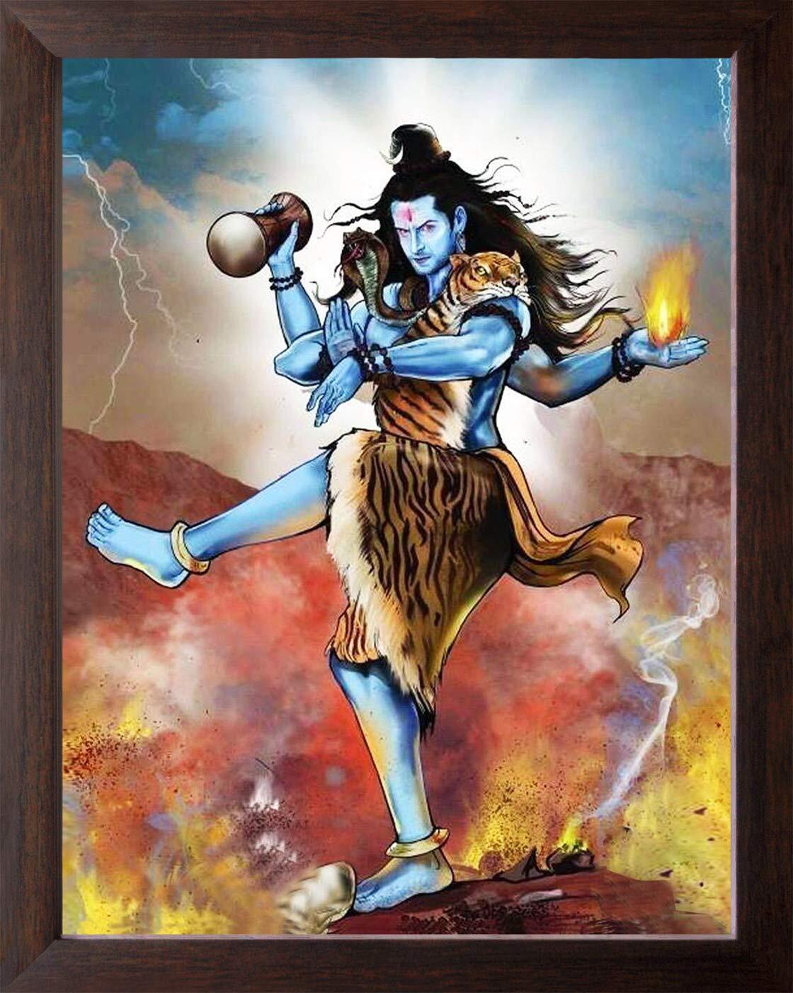 Supreme of God Lord Shiva in Angry God Printed Picture With Frame ...