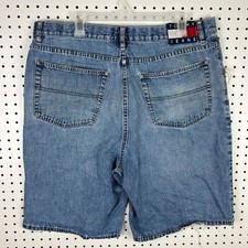 Tommy Hilfiger Jean Jorts Shorts Size 38 90s Patch Distressed Baggy Skate Y2K