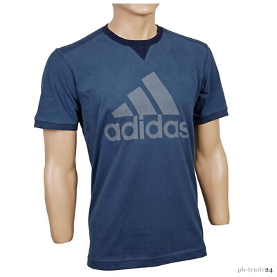 Adidas T-Shirt Herren blau Performance Big Logo Tee Climalite Funktionsshirt