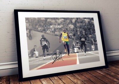 Usain Bolt Autographed Wall Art Poster Print. Look Great Framed