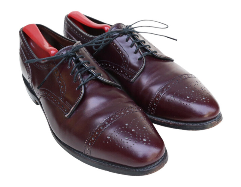 Allen Edmonds Sanford 5237 Burgundy Leather Cap Toe Oxford Dress Shoe 9.5C