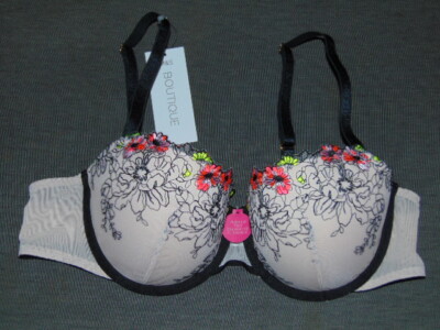 M&S Bra 'Boutique' Push-Up U/Wired Floral Tattoo Embroidered 40B Nude Mix BNWT