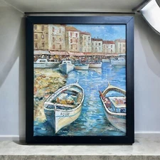 K. HILLMAN (Florida) 1970s Oil on Canvas Harbor Scene