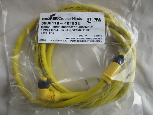 Cooper Crouse-Hinds 5000118-4018SE Micro-Mini Cable Assy 4P Male to Female NEW!! - Picture 1 of 3