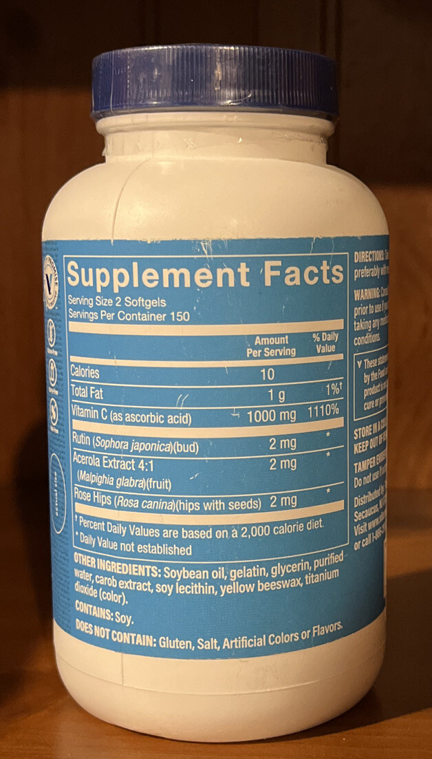 The Vitamin Shoppe Vitamin C 1000mg 300 Capsules Immune Cardiovascular