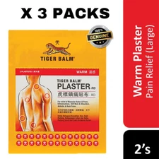 Tiger Balm Plaster Warm Pain Relief 2's x 3 Packs Large 10cmx14cm Free Shipping