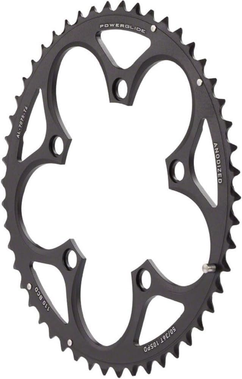 Road Chainring Road 50T 5 Bolt 110 Mm BCD Aluminium (50-34) 4 Mm Black ...