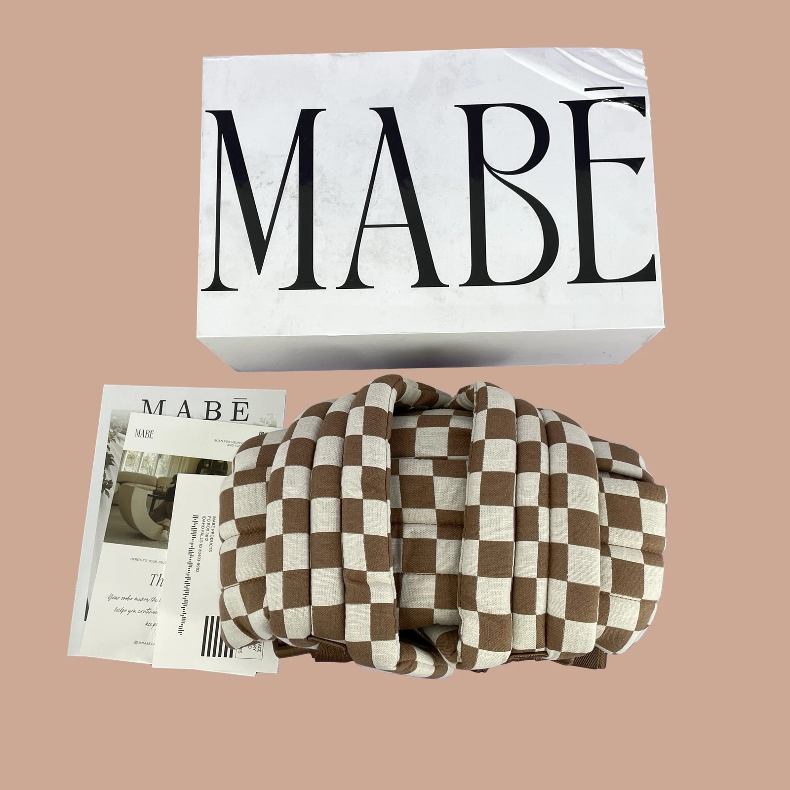 Mabe Monarch Ergonomic Baby Carrier Cotton Mocha Check 7-35lbs #NO2460