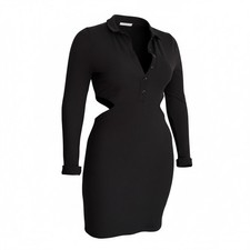 Urban Outfitters Size 14-16 Cut Out Dress Long Sleeve Black Collared Gwen Large