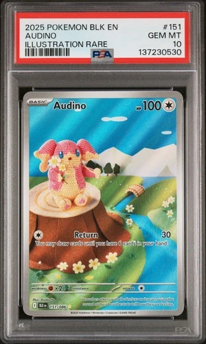 2025 POKEMON BLK EN-BLACK BOLT ILLUSTRATION RARE #151 AUDINO PSA 10