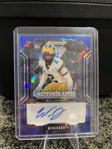 Panini 2025 Prizm Draft Picks Will Johnson RC Auto Blue Ice Prizm /45 DPA-WJN