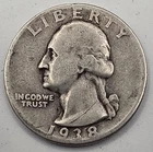 *SILVER* 1938  Washington Quarter - 90% Silver