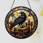 Black Raven Stained Glass Suncatcher, Gothic Crow Window Hangings, Indoor Decor