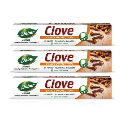 Dabur Herbl Clove Toothpaste 600g Pack 3 Fluoride Free Cavity Care