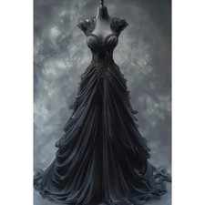 Gothic Wedding Dresses Lace Appliques Beaded Corset A-Line Vintage Bridal Gowns