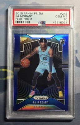 2019 PANINI PRIZM JA MORANT #249 BLUE PRIZM ROOKIE /199 GEM MINT PSA 10