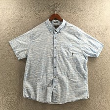 Eddie Bauer Classic Fit Button Down Shirt Mens 2XL Blue Cotton Short Sleeve