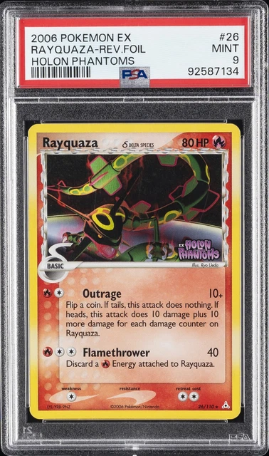 2006 POKEMON EX HOLON PHANTOMS #26 RAYQUAZA-REVERSE FOIL PSA 9