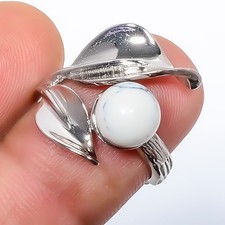 Larimar Gemstone 925 Silver Plated Ring Adjustable R53 