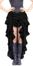 Steampunk Gothic Pirate Dressing Black High Low Ruffle Skirt Large NWT