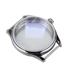 Silver 44mm Stainless Steel Watch Case For ETA6497/6498 Movement Accessory