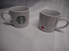 2  Starbucks Espresso Coffee Cups White With Classic Green Mermaid Logo 7.8 oz