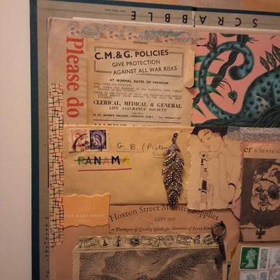 Assemblage Collage Papier Leder Textil Unikat Kunst Handarbeit Stück Zuhause Kneipe Arbeit