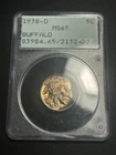 1938-D 5C PCGS MS65 Rattler OGH Buffalo Nickel Uncirculated