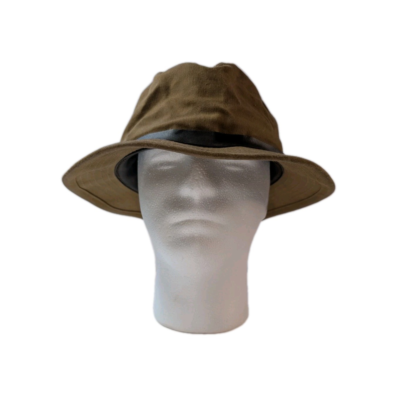 Vintage Filson Tin Cloth Packer Hat XL Tan Canvas Leather Band Seattle USA